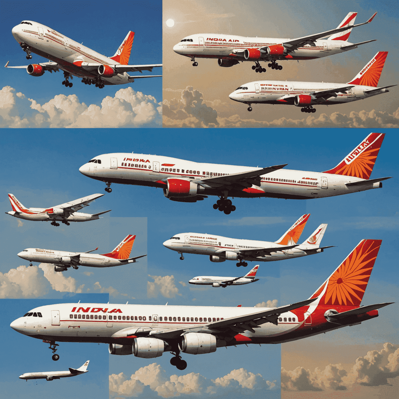 A montage of Indian Airlines and Air India aircraft from different eras, showcasing the evolution of India's national carriers